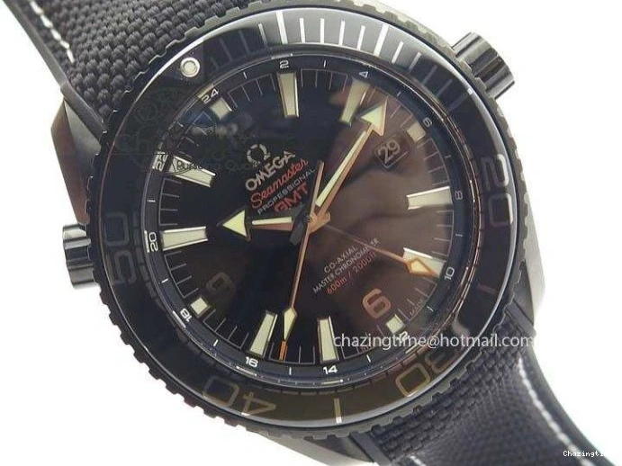 0427 Planet Ocean 45mm GMT DLC JHF Best Edition Black Dial On Rubber Strap A Durable 8194